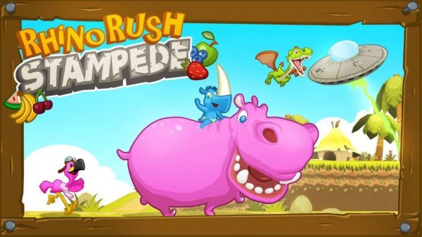 Rhino Rush Stampede: Fruit Dash Adventure Arcade Game